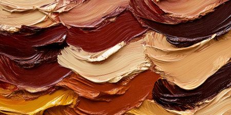 Abstract wavy oil paint texture in warm earthy tonesの素材