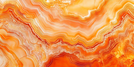 Abstract orange agate texture background with bright, fiery tones and swirling organic patterns. A vibrant and energetic design for bold visual statements.の素材