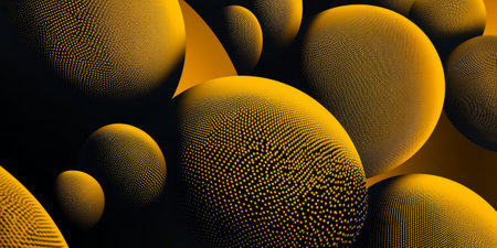 Mustard yellow spherical carbon textures with bold, smooth patterns. A warm and energetic modern aesthetic.の素材