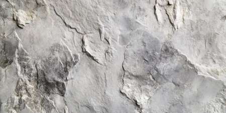 Textured background of an old gray rock wall, close-up view with visible joints and worn edges. The natural variations in stone shades and patterns evoke a timeless, earthy aesthetic, ideal for rustic or historical designs.の素材
