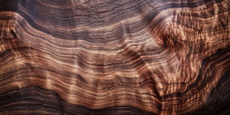 Rich walnut wood texture with dark chocolate tones and smooth grain patterns. The elegant finish makes it ideal for high-end furniture or sophisticated wooden surfaces.の素材