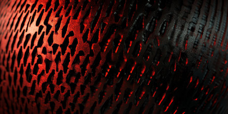 Burnt red spherical carbon textures with bold, glossy patterns. A dramatic and dynamic modern design.の素材