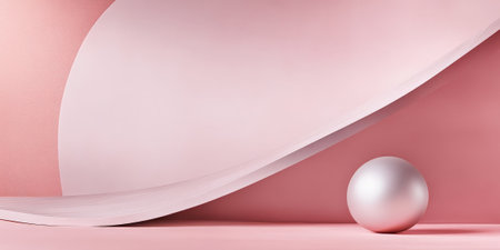 Delicate blush pink background with silver geometric accents and smooth gradients.の素材