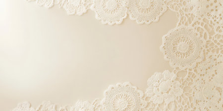 Creamy beige background with intricate lace textures and soft gradients, perfect for elegant invitations and design projects.の素材