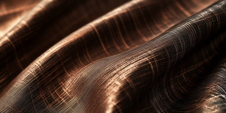 Dark copper metallic texture with subtle sheen and fine linear patterns for an industrial elegant vibe.の素材