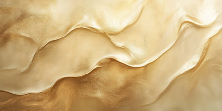 Abstract gold and ivory textured background with flowing wave patterns and soft gradients.の素材