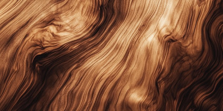 Smooth polished walnut wood texture with rich brown tones and fine grain details.の素材