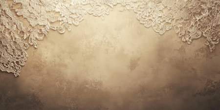 Warm taupe background with soft lighting and an elegant lace-like texture, perfect for vintage and refined visuals.の素材