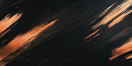 Deep charcoal black with copper metallic brush strokes, sophisticated artistic texture, premium abstract designの素材