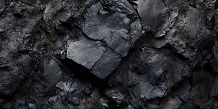 Dark basalt stone background with deep black volcanic rock texture, rough and porous surface.の素材