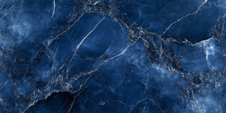 Royal navy marble background with deep blue tones and shimmering silver veins, regal sophistication.の素材