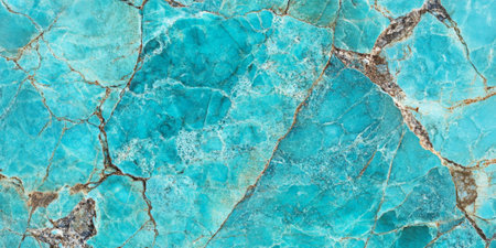 Water-polished turquoise stone background with vibrant blue and green marbling.の素材