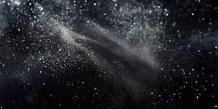 Deep obsidian black with silver dust particles, cosmic luxury background, modern and sophisticated styleの素材