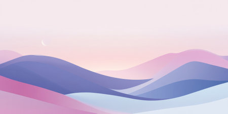 A minimalist, yet colorful abstract background featuring soft gradients in pink, lavender, and sky blue. This smooth, tranquil design is perfect for relaxing digital content, wellness websites, or calming product visuals.の素材