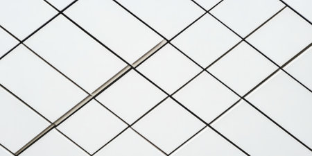 A minimalist white background with sharp diagonal lines crossing each other, creating an abstract grid-like pattern. The clean, sleek design works perfectly for corporate websites, business presentations, or tech-related content.の素材