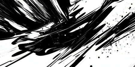 A bold black and white background with dynamic, sweeping lines that evoke a sense of energy and motion. Ideal for music visuals, event promotions, or action-themed designs.の素材