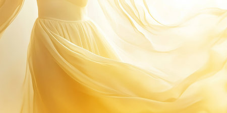 A bright sunshine yellow abstract background with a smooth, flowing gradient fading into soft white, evoking a sense of warmth and serenity.の素材