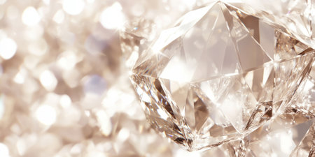 A luxurious champagne-colored diamond background with sparkling reflections that create a delicate yet opulent atmosphere. The soft color and radiant reflections are ideal for elegant invitations, high-end branding, or premium product designs.の素材