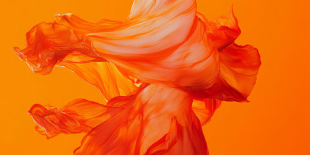 A fiery orange background with abstract brushstrokes creating a sense of movement and intensity. Perfect for fashion visuals, creative art, or energetic branding projects.の素材