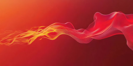 A fiery red background with abstract fluid shapes resembling liquid flowing across the canvas. The intense movement and color are perfect for energy-driven branding, sports visuals, or powerful artistic designs.の素材