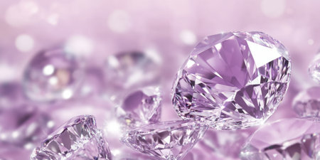 A dreamy pastel purple background with diamonds catching soft light, each one twinkling with elegance. The shimmering effect is subtle yet captivating, perfect for wedding invitations, luxury packaging, or refined product designs.の素材