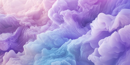 A dreamy, pastel lilac abstract background with soft clouds and misty gradients, resembling a fairytale-like fantasy sky.の素材