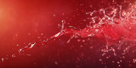 A fiery red background with abstract fluid shapes resembling liquid flowing across the canvas. The intense movement and color are perfect for energy-driven branding, sports visuals, or powerful artistic designs.の素材