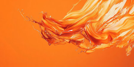 A bright orange background with swirling, dynamic shapes that create a sense of movement and energy. Perfect for fashion visuals, bold branding, or contemporary art projects.の素材