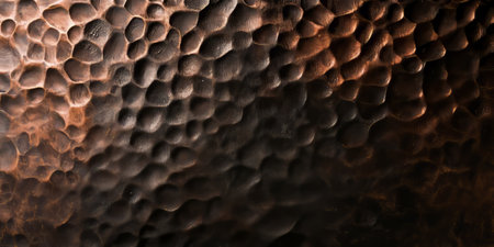 A hammered iron background with deep indentations and rough textures. The rustic, aged look evokes a vintage and artisanal feel, perfect for rustic decor, retro designs, and antique-inspired creative projects.の素材