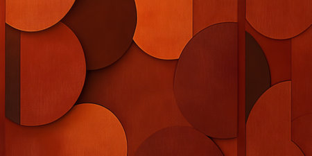 A modern burnt orange abstract background with layered geometric shapes, creating a sleek and stylish pattern with deep rust and terracotta tones.の素材