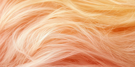A peach fuzz abstract background with light, flowing brushstrokes resembling the soft fuzz on a peach, blending shades of apricot, pink, and yellow.の素材