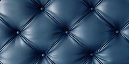 A quilted chambray blue abstract background with padded, tufted leather textures, creating a plush, elegant, and stylish visual effect.の素材