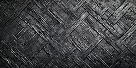 A dark gray background with abstract, crisscrossing lines that form an intricate, almost woven texture. The design is perfect for modern digital art, tech projects, or futuristic branding.の素材