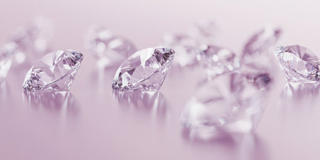 A soft lavender background with delicate diamond reflections scattered across. The gentle shimmer adds a romantic, luxurious touch, perfect for creating wedding invitations, fashion designs, or refined product branding.の素材