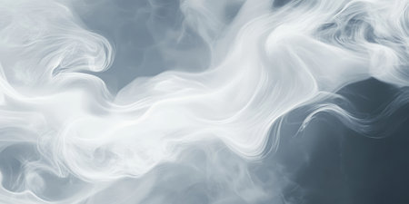 A smooth gray background with swirling, soft textures resembling clouds. The airy design gives off a serene, calming feeling, ideal for wellness projects, spa branding, or peaceful digital visuals.の素材