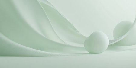 A soft pastel green background with smooth, flowing lines and circular shapes softly blending together. The gentle design works well for wellness branding, meditation websites, or minimalist artistic projects.の素材