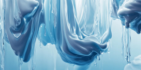 A surreal chambray blue abstract background with melting, liquid-like forms, resembling dripping paint or shifting glass.の素材