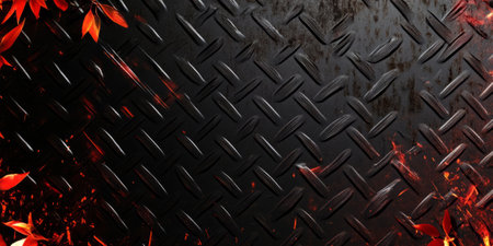 Industrial diamond plate metal background with raised textures, rugged and durable.の素材