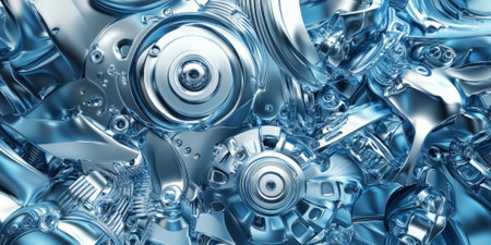 Titanium alloy background with polished silver-blue tones and industrial feel.の素材