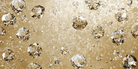 A soft gold gradient background with scattered diamonds sparkling like stars in the night sky. The radiant effect creates a sophisticated and upscale look, perfect for luxury branding, fashion campaigns, or high-end event invitations.の素材