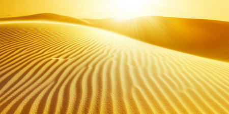 A sunshine yellow abstract background with soft, wavy sand patterns, resembling sunlight glinting off the smooth surface of a desert dune.の素材