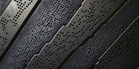 Dark gunmetal background with a soft matte finish and subtle worn-out textures. The muted gray-black metallic surface gives a sophisticated yet rugged appeal, commonly found in high-end weaponry, tech gadgets, and automotive design.の素材