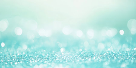 A soft turquoise glitter backdrop that sparkles with an oceanic feel. The shimmering texture brings a fresh, aquatic energy to the design, making it perfect for beach-themed events, summer fashion ads, or beauty product branding.の素材