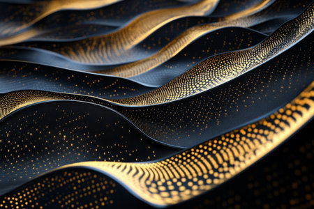 abstract wave-like motion in gold and black, continuously shifting in fluid motion to create a dynamic and captivating video backdrop.の素材