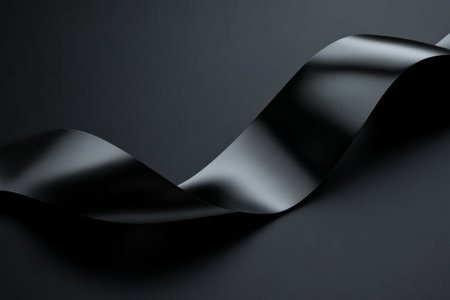 curved, flowing ribbon in black, gradually twisting and expanding to create an illusion of movement and transformation.の素材