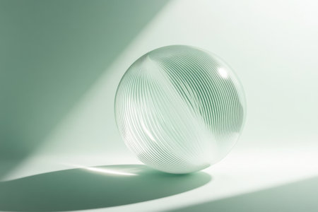 clean-cut sphere with light green gradient, casting subtle shadows and reflections, embodying minimalist elegance in a sleek, futuristic style.の素材
