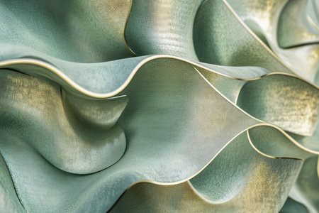 organic shapes in light green, interwoven with shimmering gold, creating an elegant texture that subtly shifts and moves with fluid motion.の素材