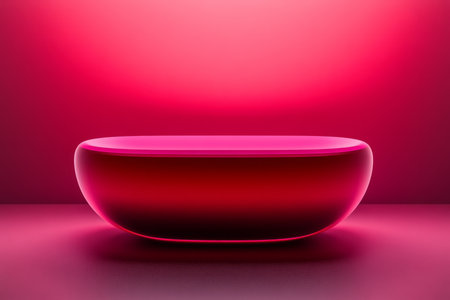 sleek rounded surface in pink, transitioning into red, with smooth lighting that enhances the rich tones.の素材