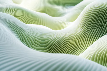 looping abstract shapes in light green, slowly undulating in rhythm, forming a peaceful, ambient background for videos.の素材