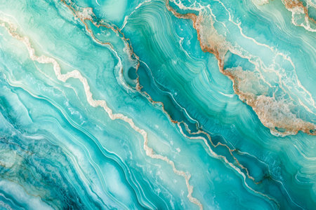 Macro shot of turquoise sea waves, ripping sunlight reflecting off the water.の素材